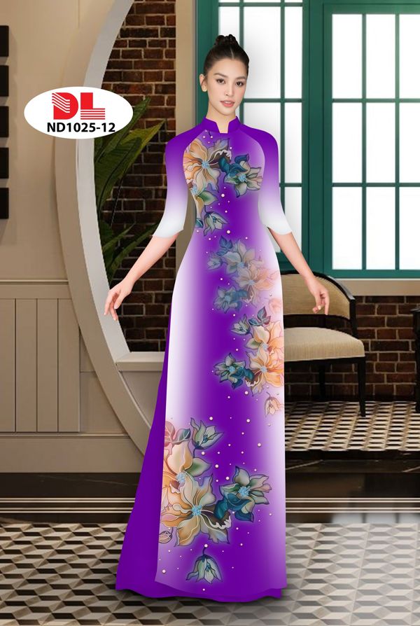 Vải Áo Dài Hoa In 3D AD ND1025 9